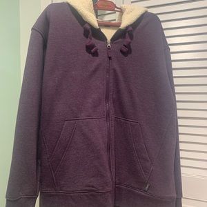 Ladies or men’s, Eddie Bauer, purple Sherpa lined hoodie, size large
